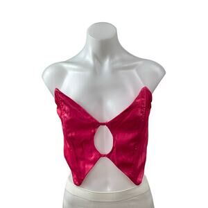 Superdown Womens Pink Cutout Strapless Sleeveless V Neck Pointed Crop Top Size M